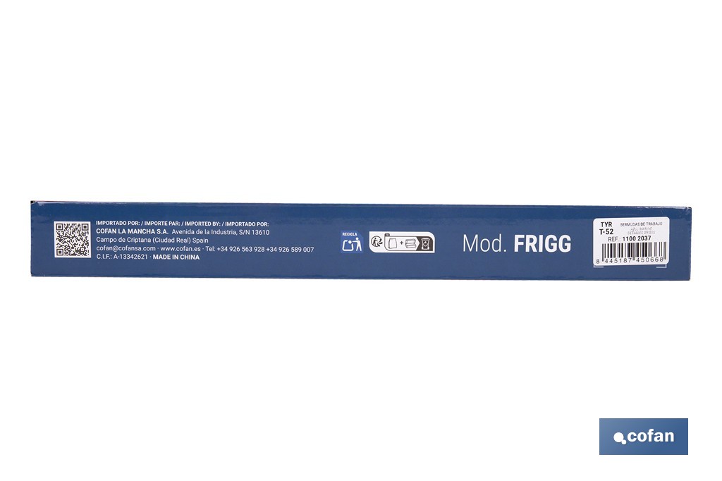 Bermudas de trabajo modelo Tyr en azul marino y negro | Elásticas, ligeras con múltiples bolsillos y protección lumbar| Materiales: 65 % poliéster y 32 % algodón | Disponibles en amplio rango de tallas - Cofan