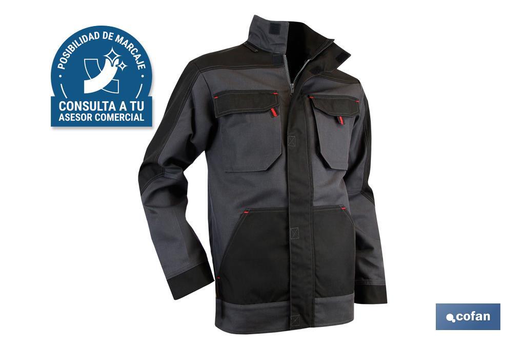 Chaqueta de Trabajo | Modelo Galileo | Material: 60% algodón y 40% poliéster | Color Gris/Negro - Cofan