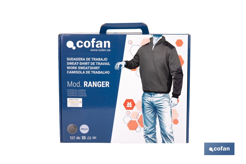 Sudadera de trabajo con media cremallera | Refuerzo textil y puños elásticos | Tejido anti pilling | Tallas disponibles desde la S hasta la XXXL y en 2 colores diferentes - Cofan
