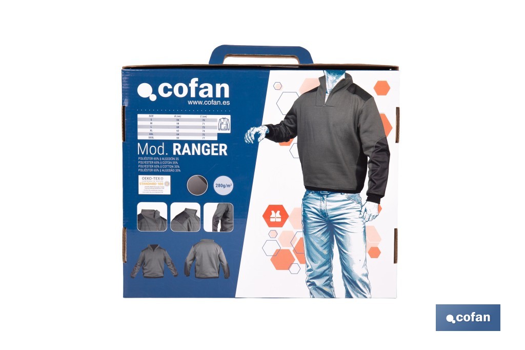 Sudadera de trabajo con media cremallera | Refuerzo textil y puños elásticos | Tejido anti pilling | Tallas disponibles desde la S hasta la XXXL y en 2 colores diferentes - Cofan