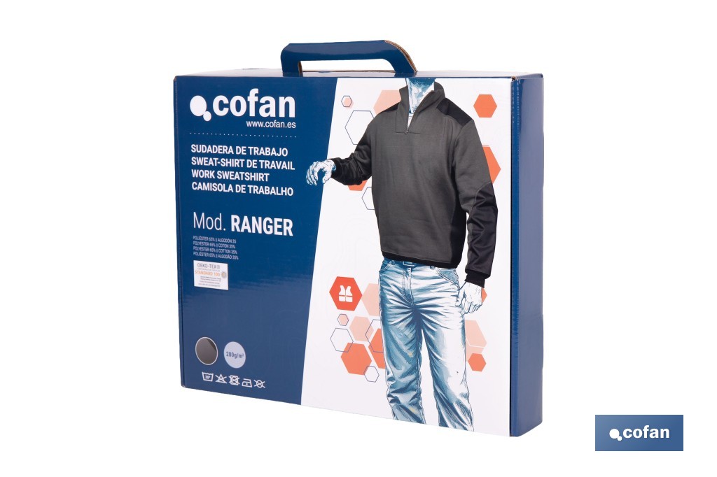 Sudadera de trabajo con media cremallera | Refuerzo textil y puños elásticos | Tejido anti pilling | Tallas disponibles desde la S hasta la XXXL y en 2 colores diferentes - Cofan