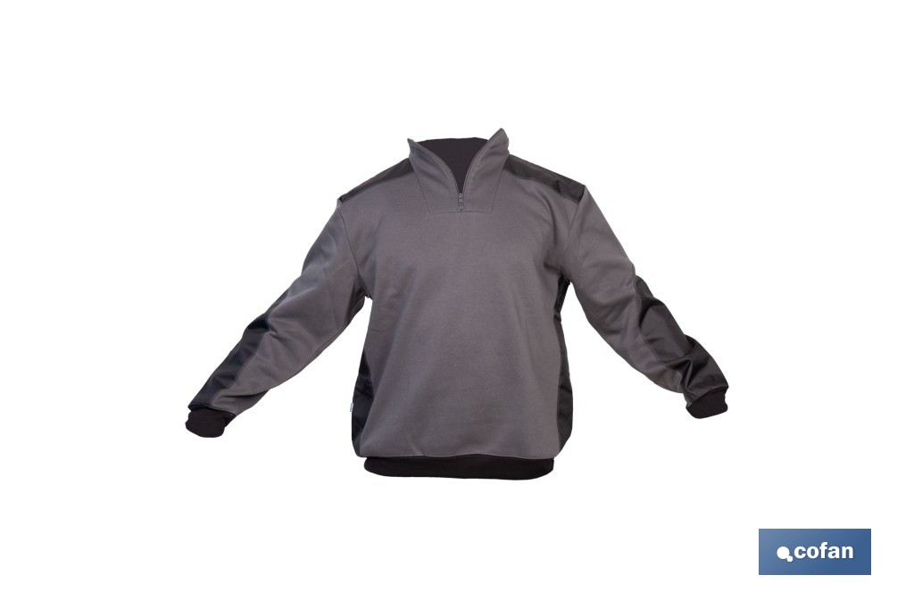 Sudadera de trabajo con media cremallera | Refuerzo textil y puños elásticos | Tejido anti pilling | Tallas disponibles desde la S hasta la XXXL y en 2 colores diferentes - Cofan