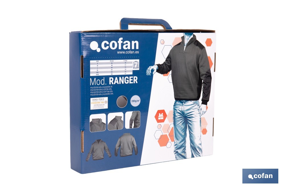 Sudadera de trabajo con media cremallera | Refuerzo textil y puños elásticos | Tejido anti pilling | Tallas disponibles desde la S hasta la XXXL y en 2 colores diferentes - Cofan