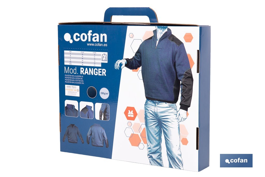 Sudadera de trabajo con media cremallera | Refuerzo textil y puños elásticos | Tejido anti pilling | Tallas disponibles desde la S hasta la XXXL y en 2 colores diferentes - Cofan