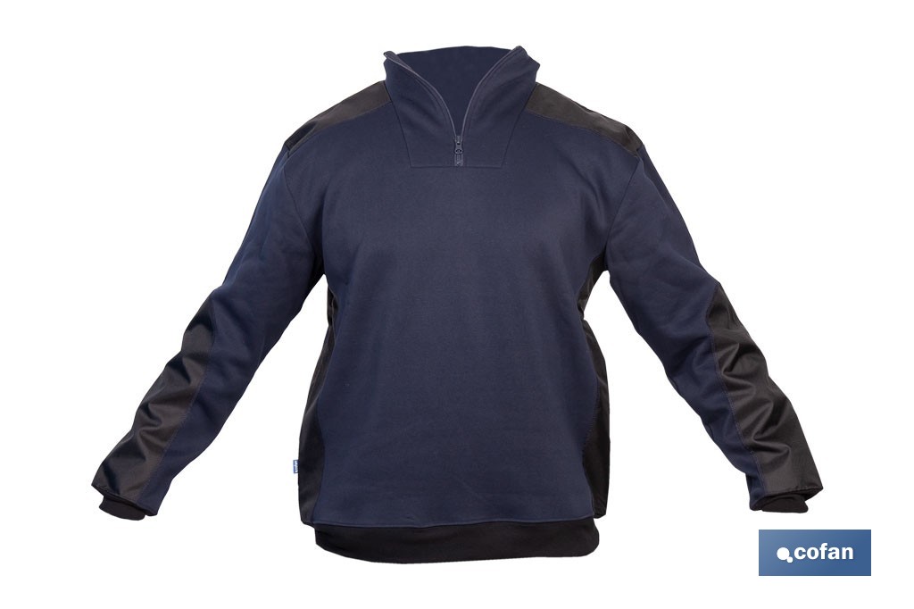 Sudadera de trabajo con media cremallera | Refuerzo textil y puños elásticos | Tejido anti pilling | Tallas disponibles desde la S hasta la XXXL y en 2 colores diferentes - Cofan