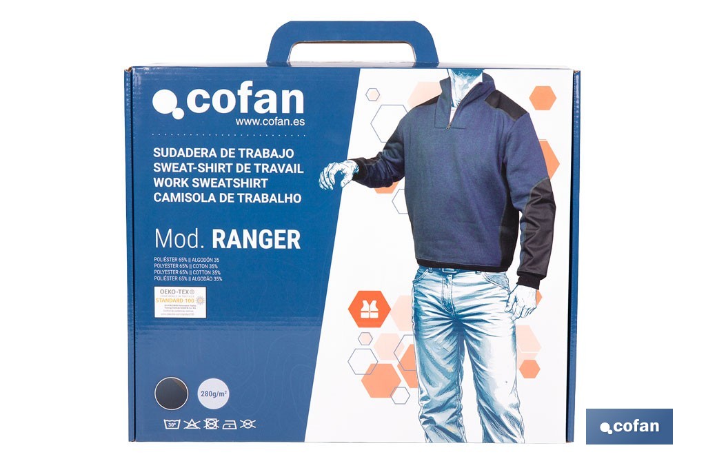 Sudadera de trabajo con media cremallera | Refuerzo textil y puños elásticos | Tejido anti pilling | Tallas disponibles desde la S hasta la XXXL y en 2 colores diferentes - Cofan