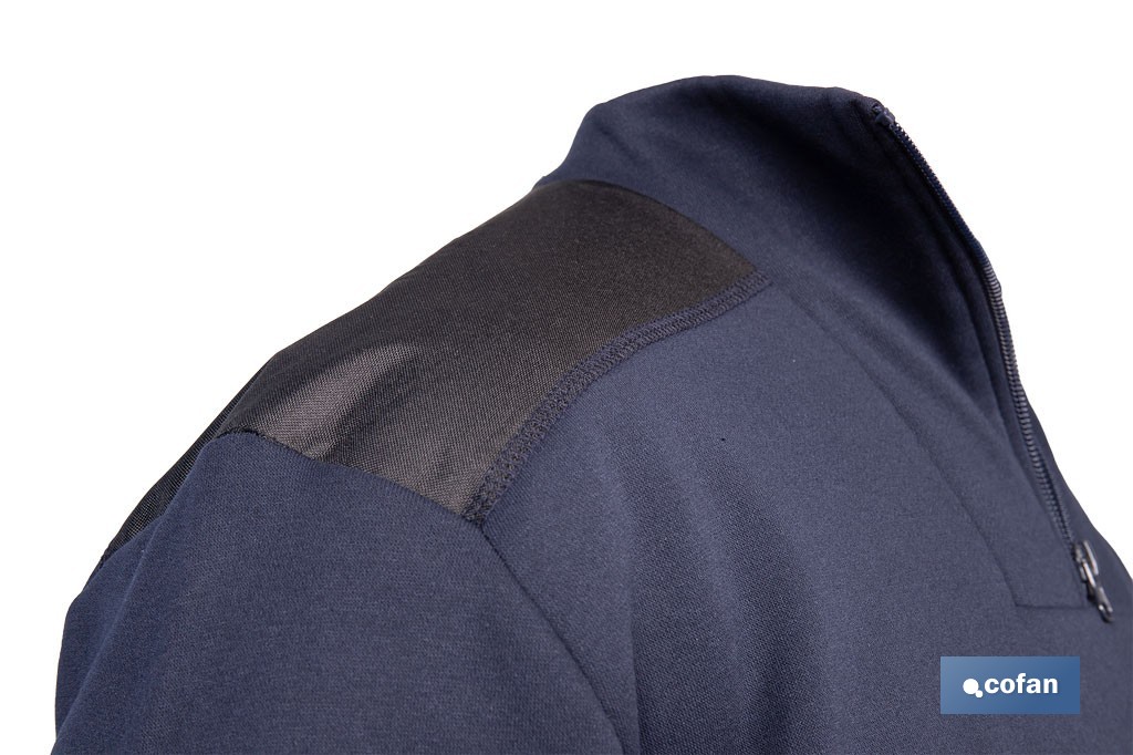 Sudadera de trabajo con media cremallera | Refuerzo textil y puños elásticos | Tejido anti pilling | Tallas disponibles desde la S hasta la XXXL y en 2 colores diferentes - Cofan