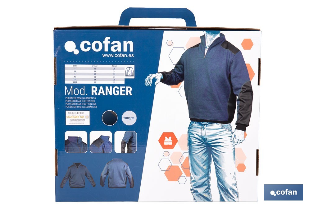 Sudadera de trabajo con media cremallera | Refuerzo textil y puños elásticos | Tejido anti pilling | Tallas disponibles desde la S hasta la XXXL y en 2 colores diferentes - Cofan