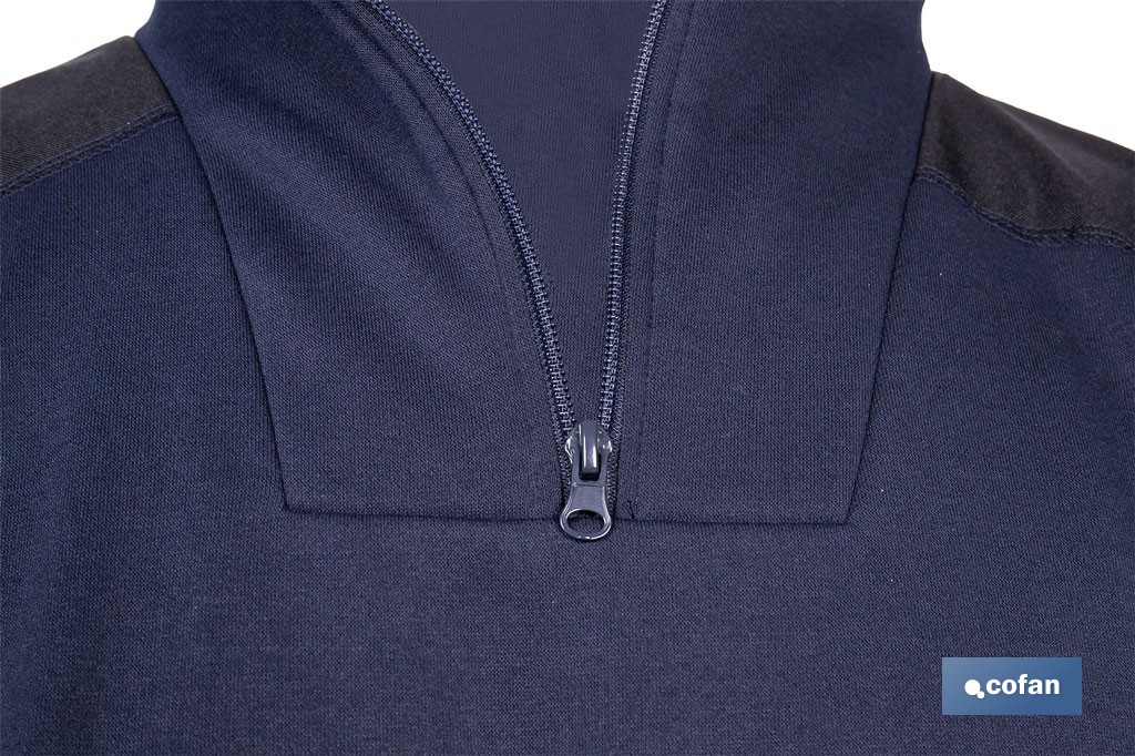 Sudadera de trabajo con media cremallera | Refuerzo textil y puños elásticos | Tejido anti pilling | Tallas disponibles desde la S hasta la XXXL y en 2 colores diferentes - Cofan