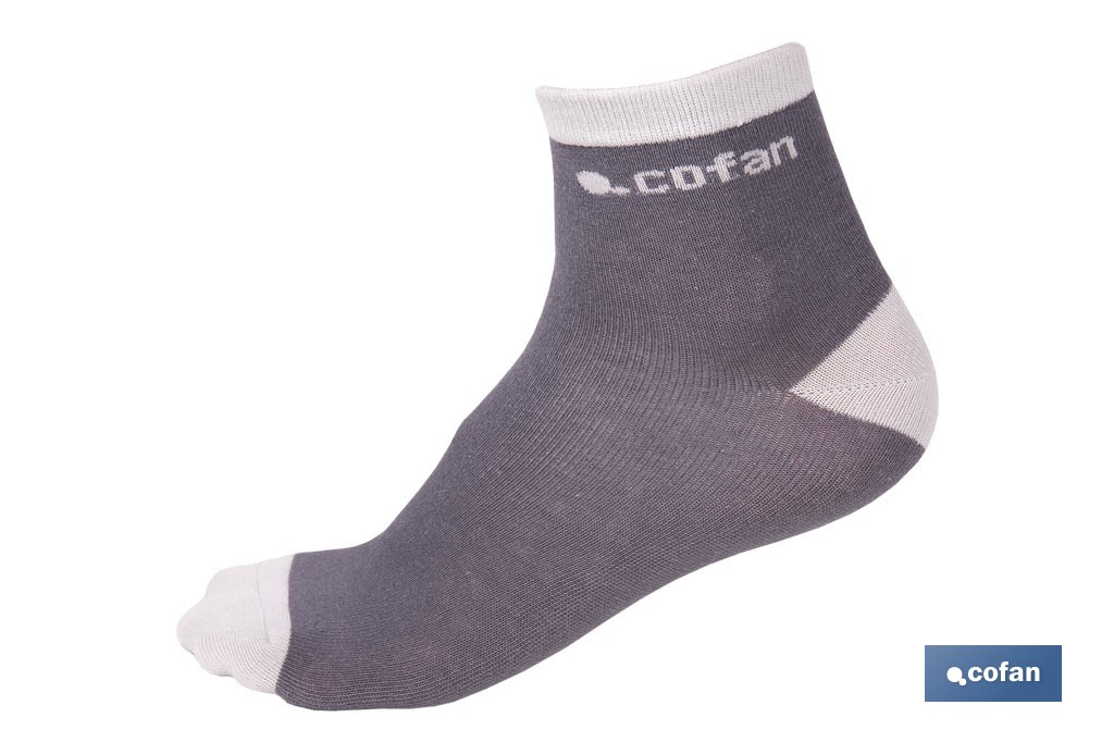 Set de 3 pares de calcetines unisex de algodón | Caña media | Negro, blanco y gris | Disponible en dos rangos de tallas - Cofan