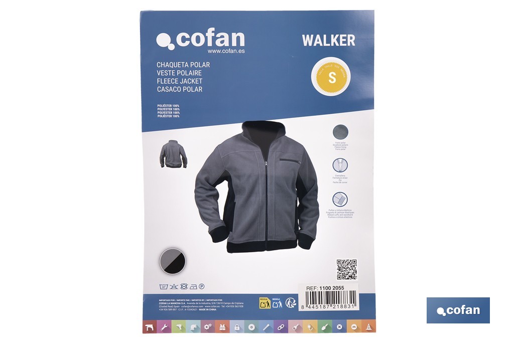 Work Fleece Jacket | Walker Model | Composition: 100% polyester | Grey/Black - Cofan