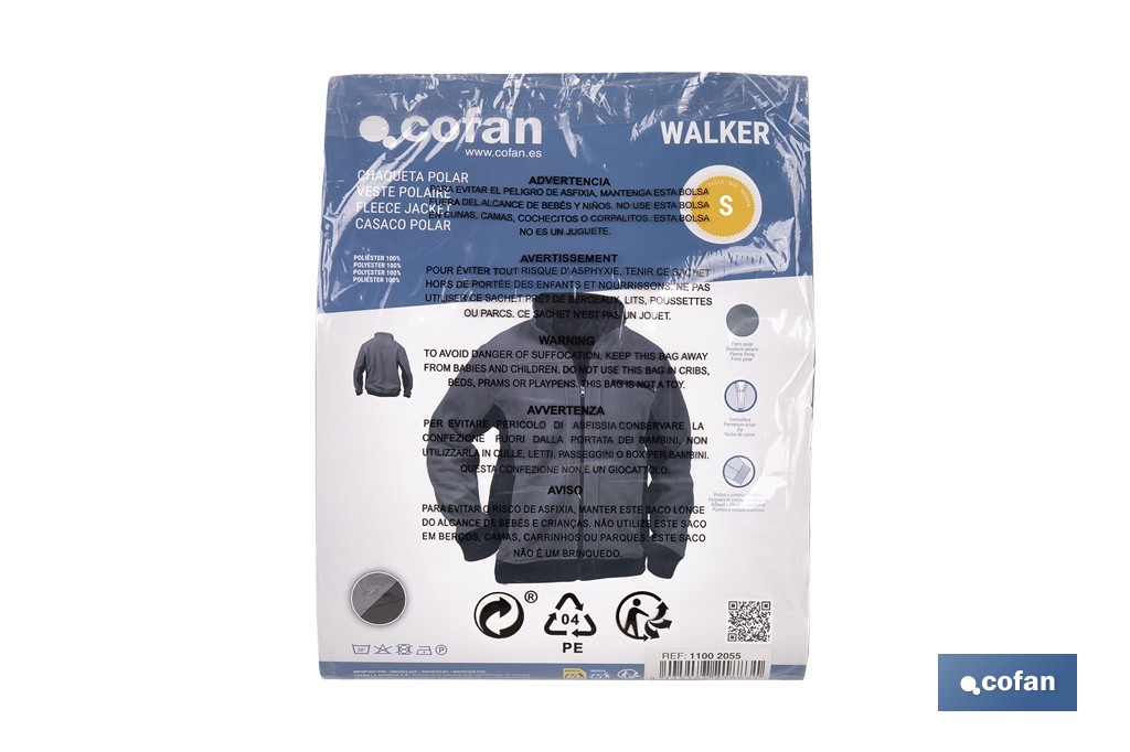 Work Fleece Jacket | Walker Model | Composition: 100% polyester | Grey/Black - Cofan