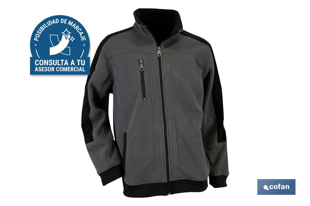 Work Fleece Jacket | Walker Model | Composition: 100% polyester | Grey/Black - Cofan