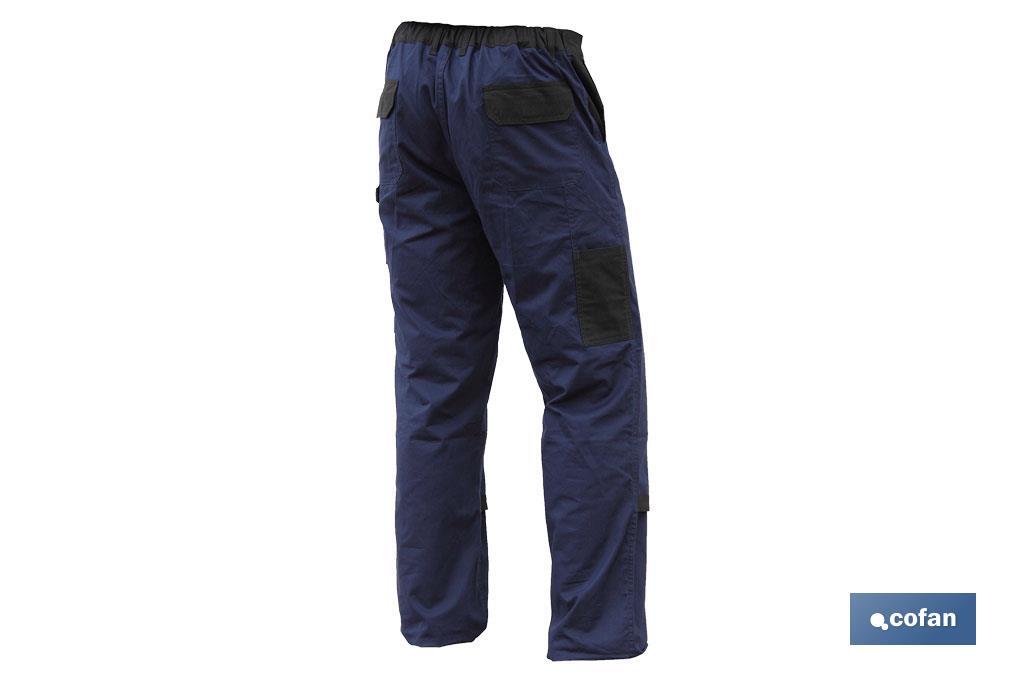 Calças De Trabalho | Flex | Modelo Jano | Regular Fit | Composição 97,76% Algodão e 2,24% Elastano | Cor Azul Marinho/Preto - Cofan