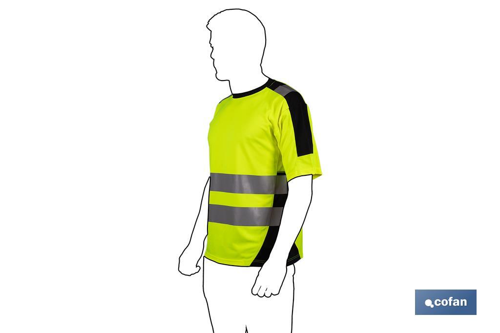 High visibility T-shirt | Available sizes from S to XXXL | Yellow and black - Cofan