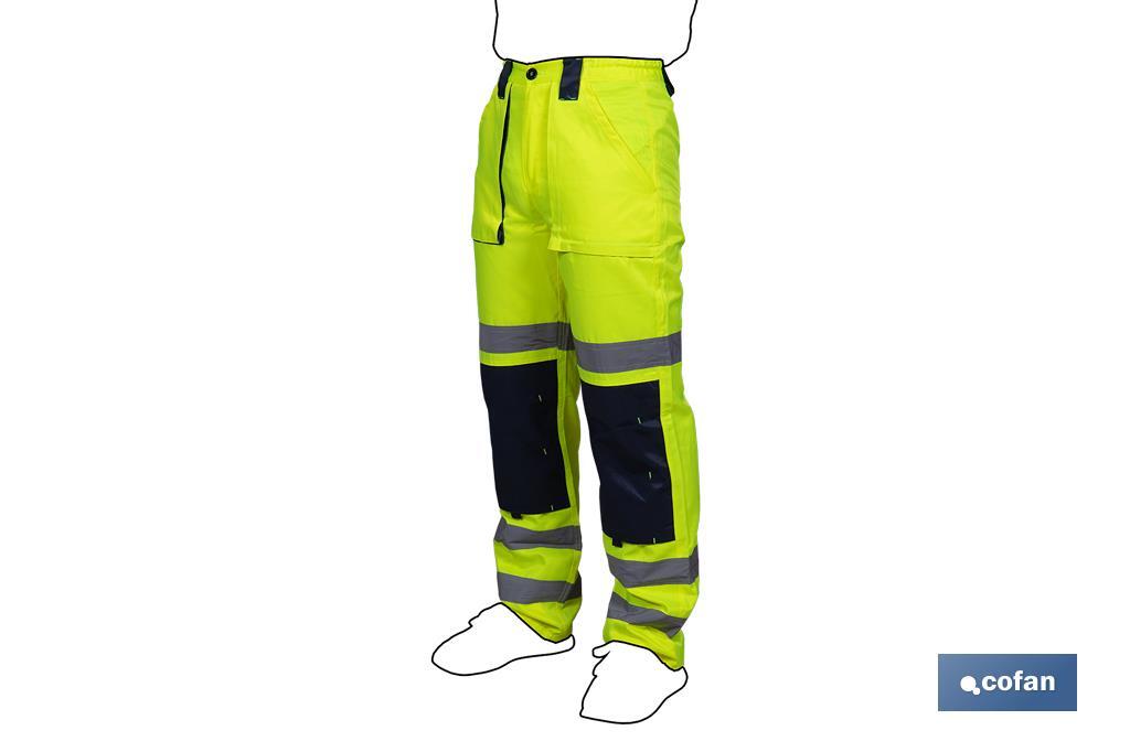 High visibility trousers | Available sizes from S to XXXL | Yellow and navy blue - Cofan