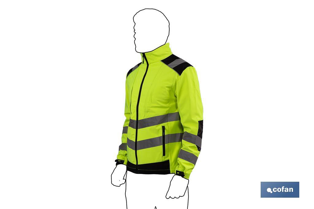 High visibility softshell jacket | Available sizes from S to XXXL | Yellow and black - Cofan