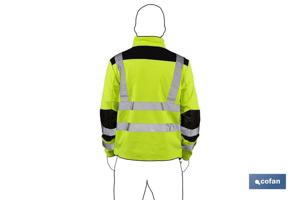 High visibility softshell jacket | Available sizes from S to XXXL | Yellow and black - Cofan