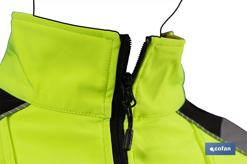 High visibility softshell jacket | Available sizes from S to XXXL | Yellow and black - Cofan