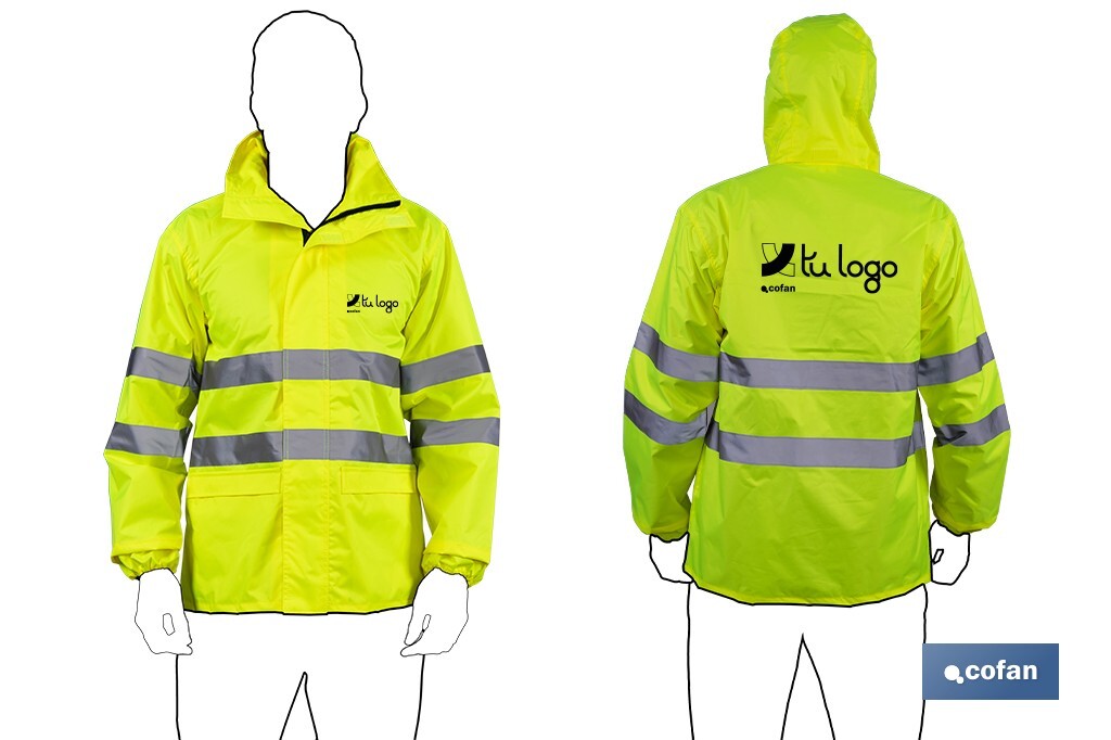 High visibility waterproof jacket | Available sizes from S to XXXL | Yellow - Cofan