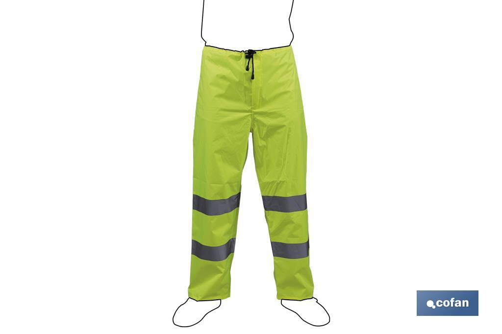 High visibility waterproof trousers | Available sizes from S to XXXL | Yellow - Cofan