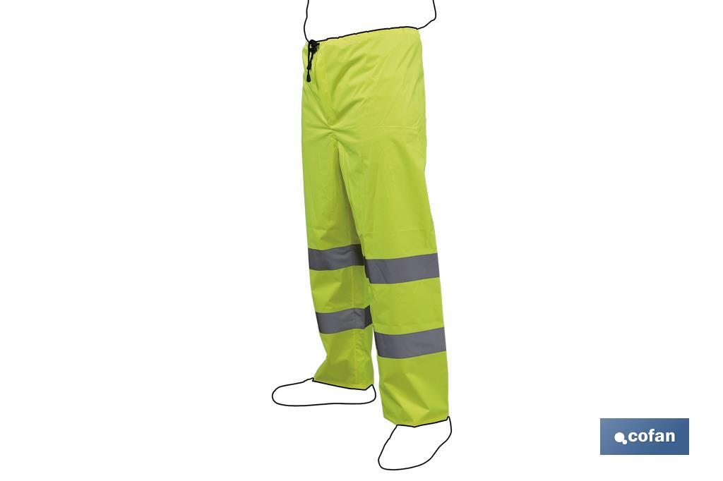 High visibility waterproof trousers | Available sizes from S to XXXL | Yellow - Cofan