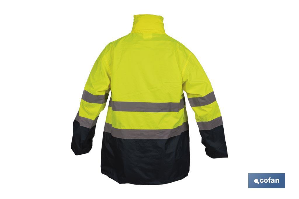 High-visibility waterproof jacket with zip fastener | Yellow and blue | Available from size S to XXXL - Cofan