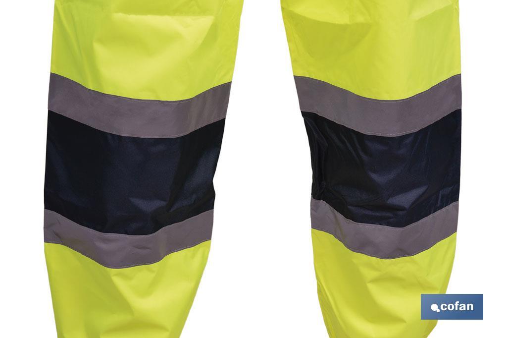 High-visibility waterproof trousers | High-visibility strips | Yellow and blue | Available from size S to XXXL - Cofan