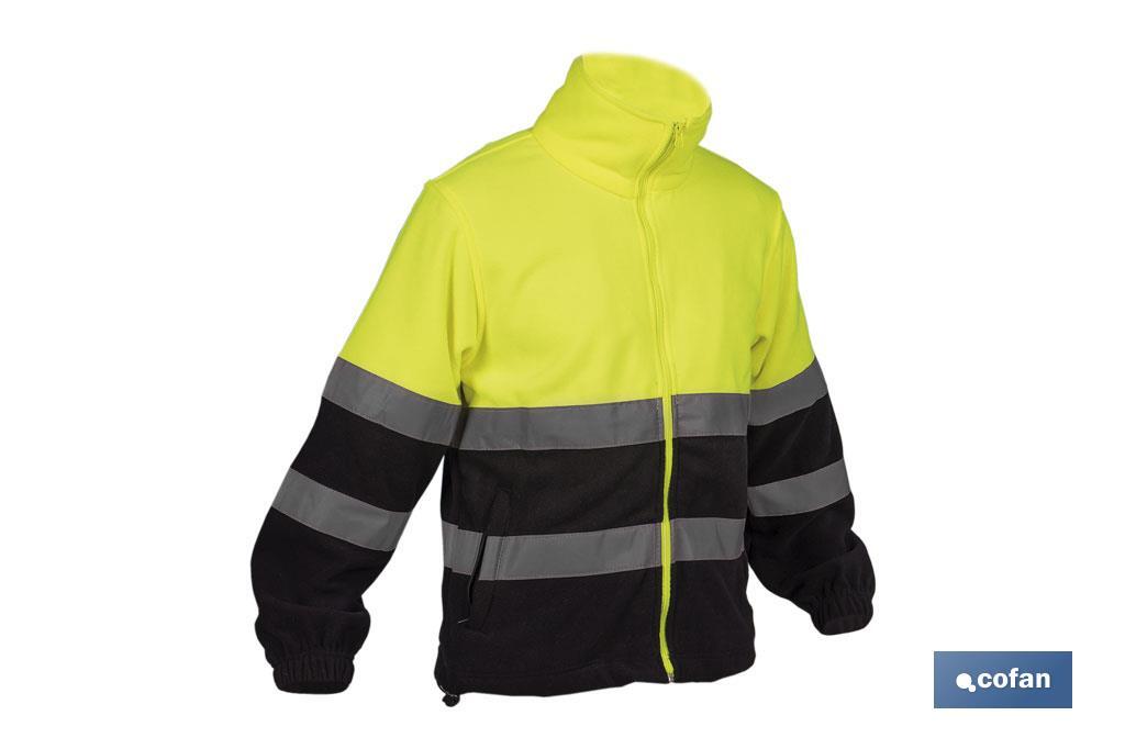 Casaco polar de alta visibilidade | Fecho de correr | Amarelo e azul | Disponível do tamanho S ao XXXL - Cofan