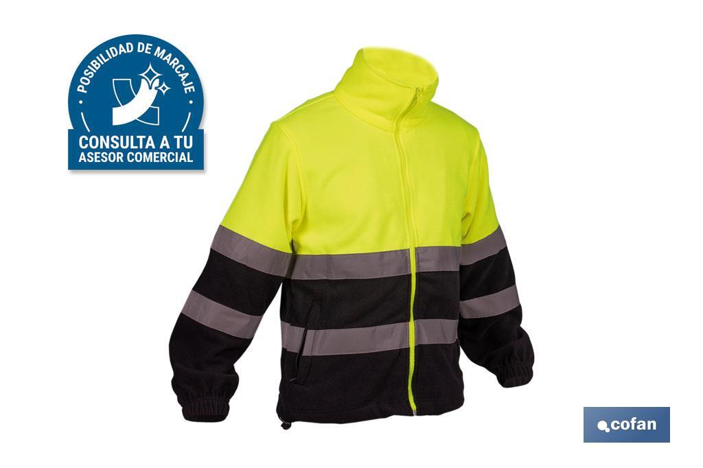 Casaco polar de alta visibilidade | Fecho de correr | Amarelo e azul | Disponível do tamanho S ao XXXL - Cofan