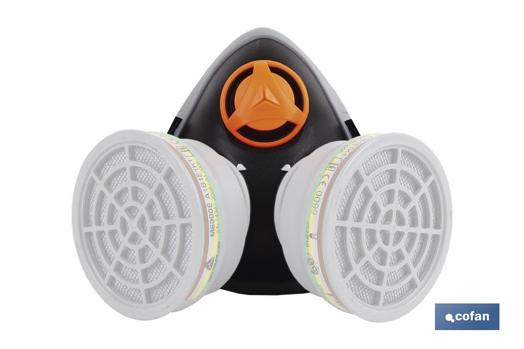 Silicone mask with double filter | Filters type A.B.E.K1 | Effective protection against particles - Cofan