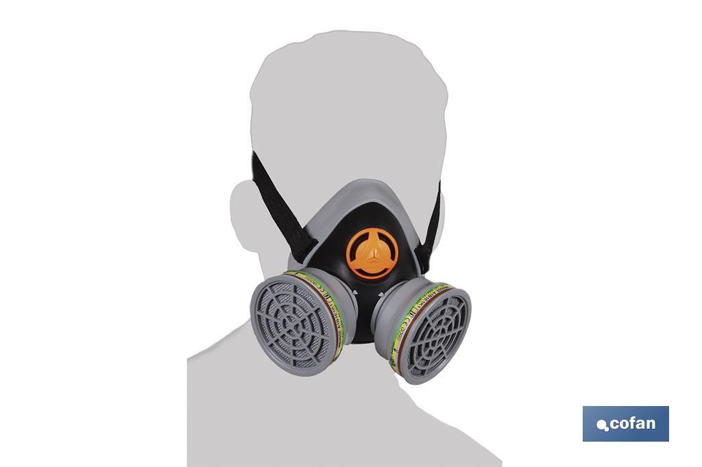 Silicone mask with double filter | Filters type A.B.E.K1 | Effective protection against particles - Cofan