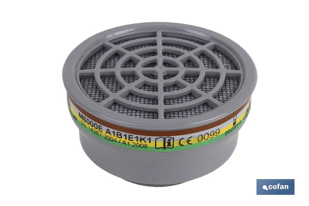 Filters type A.B.E.K1 for silicone mask | Guaranteed protection and safe respiration against works | Double filter M6000E - Cofan