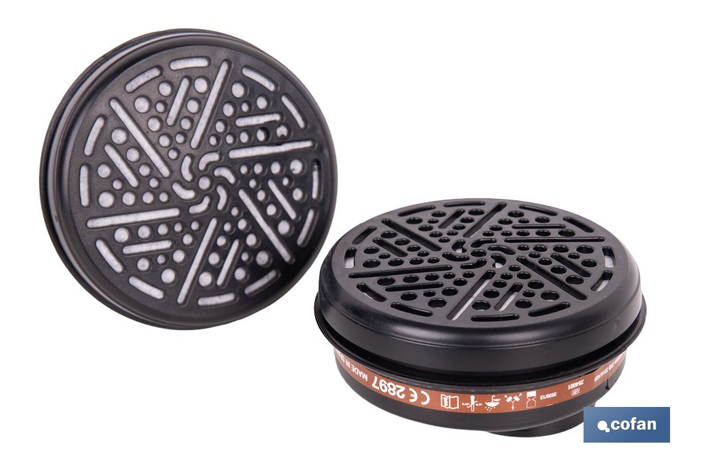 Set de 2 filtros A1 para máscara completa Cofan | Protección frente a gases y vapores de compuestos químicos - Cofan