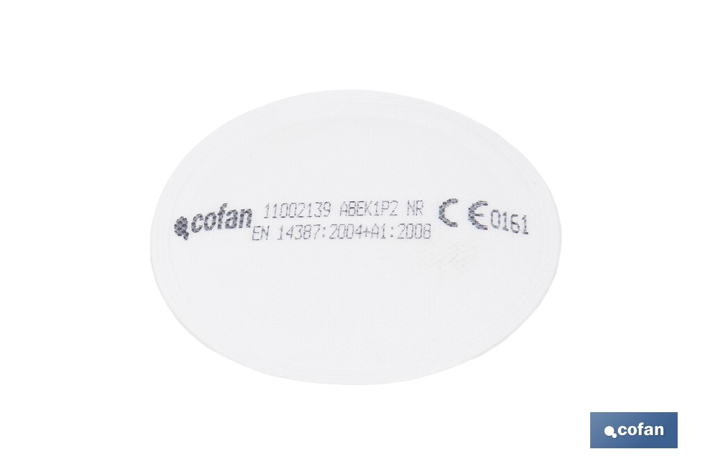 Set de filtro combinado: 2 filtros A1B1E1K1 + 10 Prefiltros P2 NR | Protección respiratoria de alta eficacia - Cofan