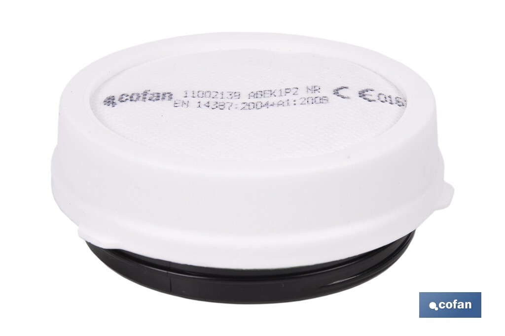 Set de filtro combinado: 2 filtros A1B1E1K1 + 10 Prefiltros P2 NR | Protección respiratoria de alta eficacia - Cofan