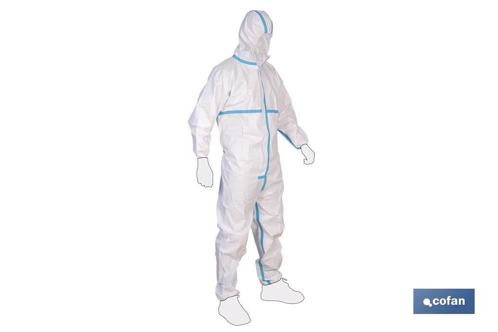 Buzo de protección fitosanitaria con capucha | Protección frente a pesticidas y químicos | Color: blanco | EN ISO 27065 Nivel C2 | Disponible desde la talla M hasta la XXL - Cofan