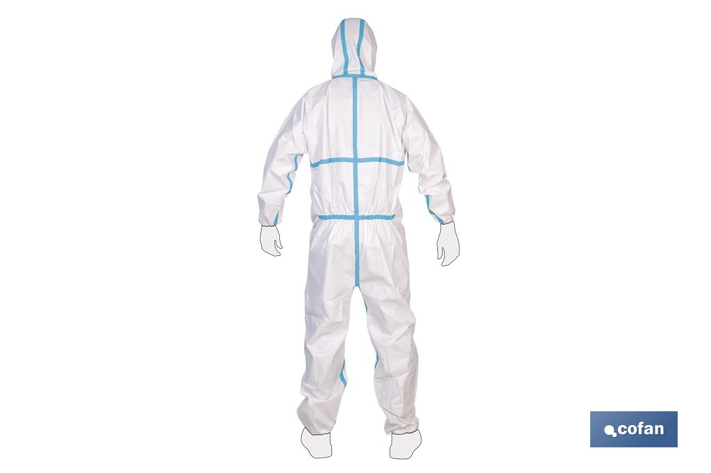 Buzo de protección fitosanitaria con capucha | Protección frente a pesticidas y químicos | Color: blanco | EN ISO 27065 Nivel C2 | Disponible desde la talla M hasta la XXL - Cofan