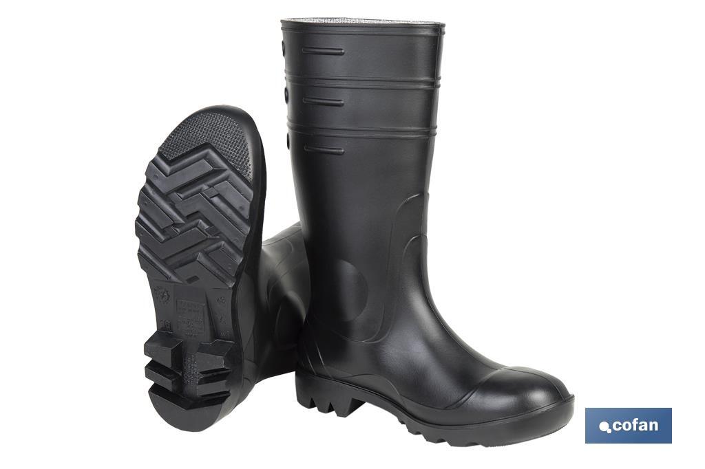 Regenstiefel mit Stahlkappe und -sohle (Schwarz) - Cofan