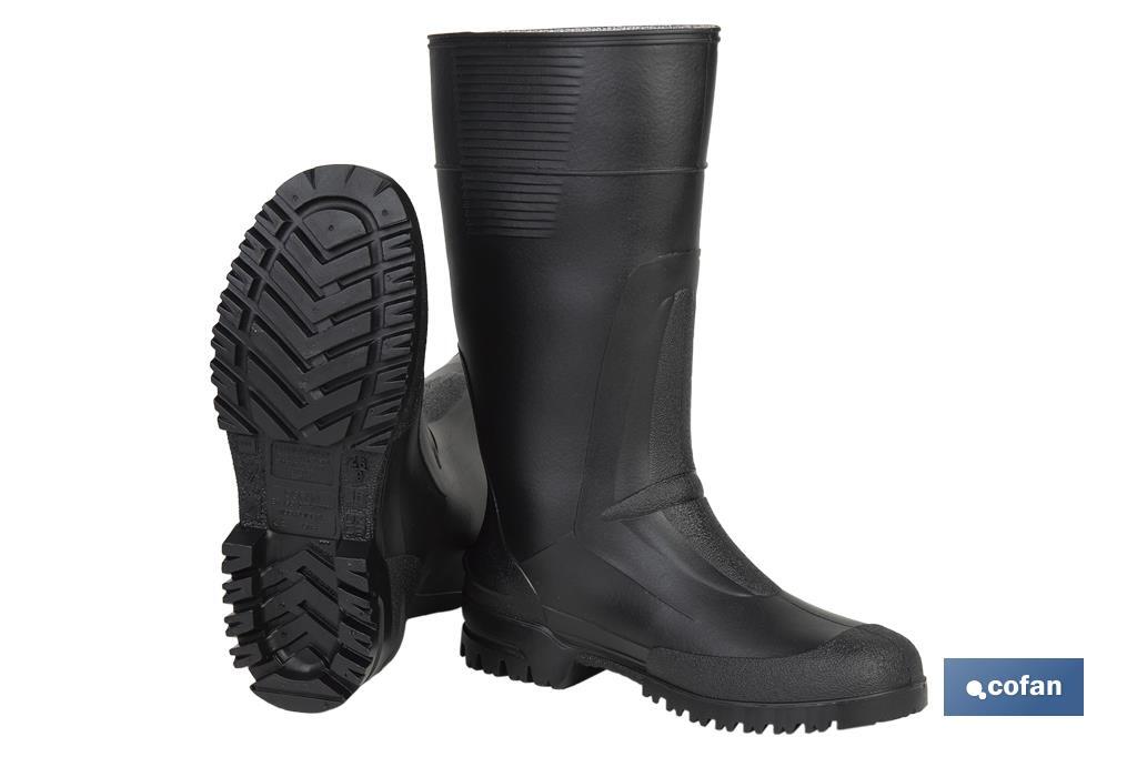 Rain Boot | High Shaft | PVC | Black | Inner Knit Lining - Cofan