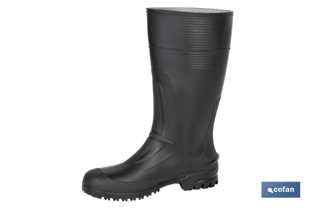 Rain Boot | High Shaft | PVC | Black | Inner Knit Lining - Cofan