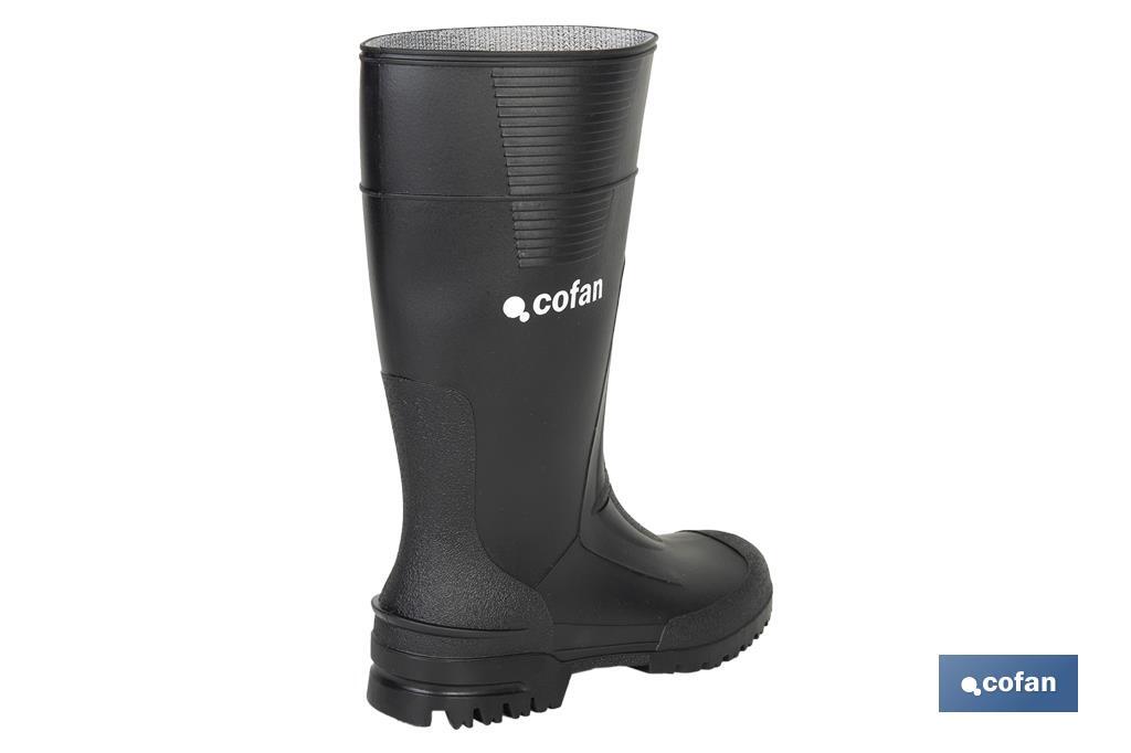 Rain Boot | High Shaft | PVC | Black | Inner Knit Lining - Cofan