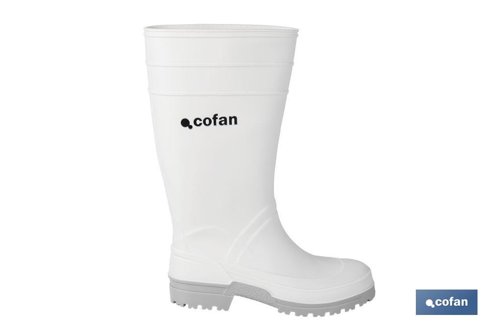 Bota de Agua | Alta | Fabricada en PVC | Color Blanco | Suela Antideslizante y Resistente a la Abrasión - Cofan
