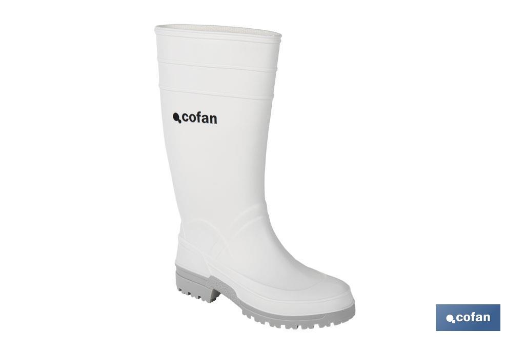 Bota de Agua | Alta | Fabricada en PVC | Color Blanco | Suela Antideslizante y Resistente a la Abrasión - Cofan