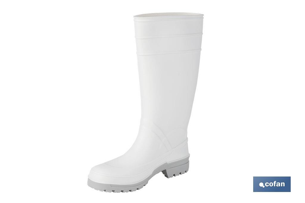 Bota de Agua | Alta | Fabricada en PVC | Color Blanco | Suela Antideslizante y Resistente a la Abrasión - Cofan
