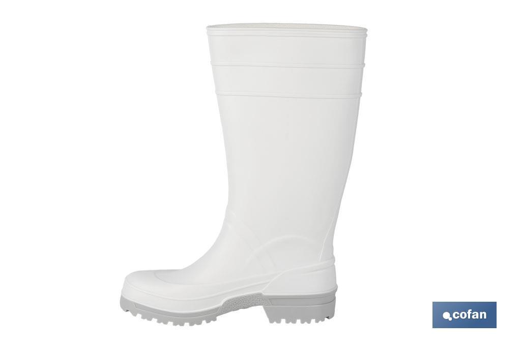 Bota de Agua | Alta | Fabricada en PVC | Color Blanco | Suela Antideslizante y Resistente a la Abrasión - Cofan