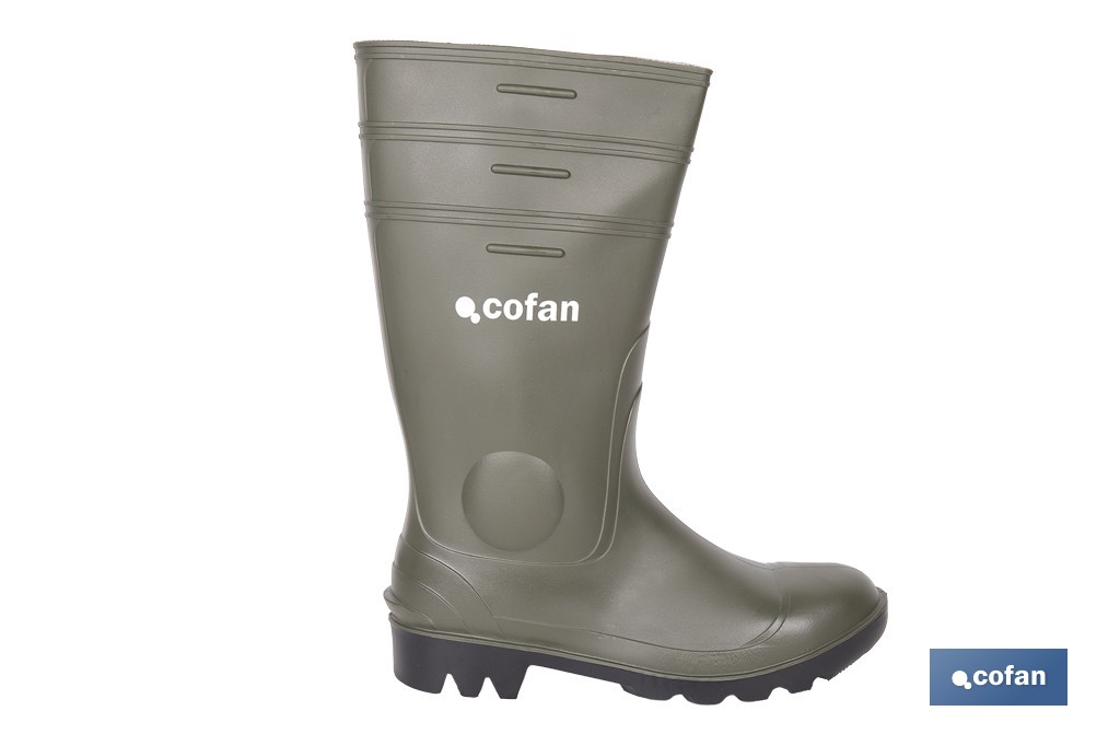 Bota de Agua | Color Verde | Seguridad S5 | Fabricada en PVC | Puntera y Plantilla de Acero - Cofan