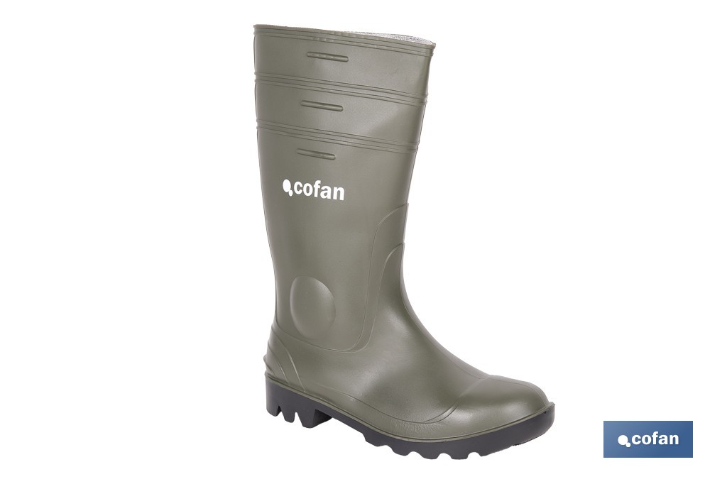 Bota de Agua | Color Verde | Seguridad S5 | Fabricada en PVC | Puntera y Plantilla de Acero - Cofan
