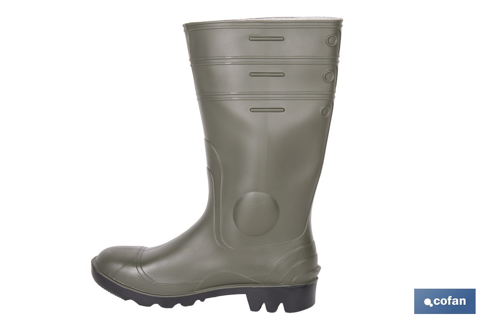 Bota de Agua | Color Verde | Seguridad S5 | Fabricada en PVC | Puntera y Plantilla de Acero - Cofan