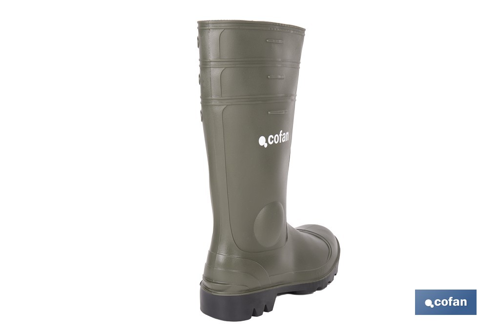 Bota de Agua | Color Verde | Seguridad S5 | Fabricada en PVC | Puntera y Plantilla de Acero - Cofan